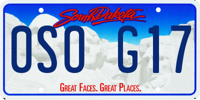 SD license plate 0SOG17