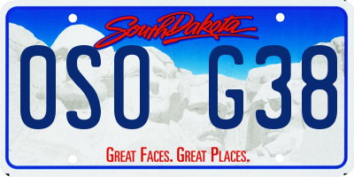 SD license plate 0SOG38