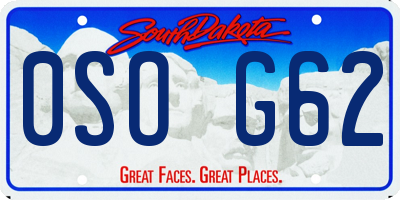 SD license plate 0SOG62