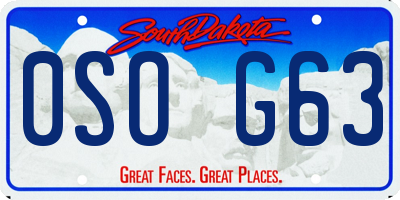 SD license plate 0SOG63