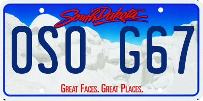 SD license plate 0SOG67
