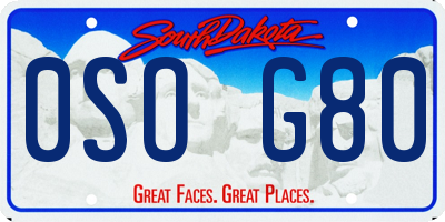 SD license plate 0SOG80