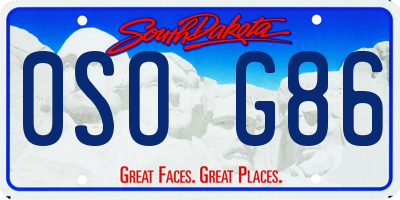 SD license plate 0SOG86