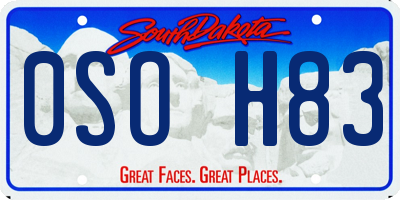 SD license plate 0SOH83