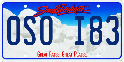SD license plate 0SOI83