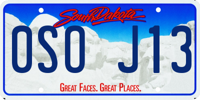 SD license plate 0SOJ13
