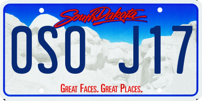 SD license plate 0SOJ17