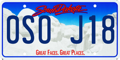 SD license plate 0SOJ18