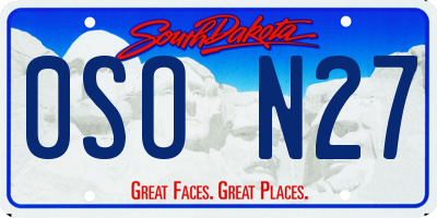 SD license plate 0SON27