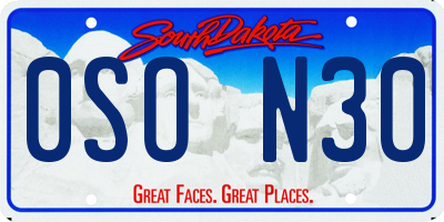 SD license plate 0SON30