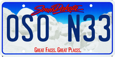 SD license plate 0SON33
