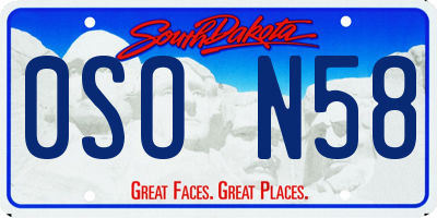 SD license plate 0SON58