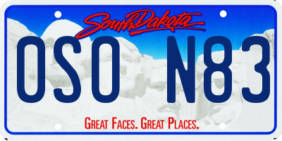 SD license plate 0SON83