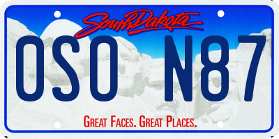 SD license plate 0SON87