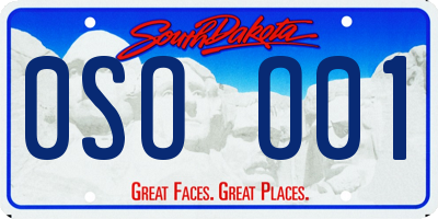 SD license plate 0SOO01