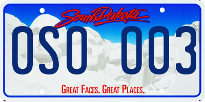 SD license plate 0SOO03