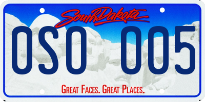 SD license plate 0SOO05