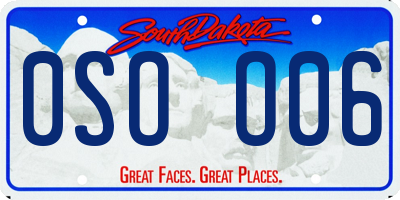 SD license plate 0SOO06