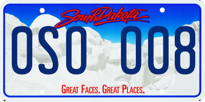 SD license plate 0SOO08