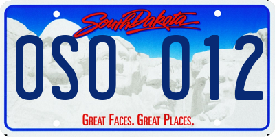 SD license plate 0SOO12