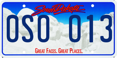 SD license plate 0SOO13
