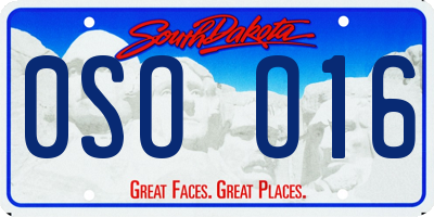 SD license plate 0SOO16