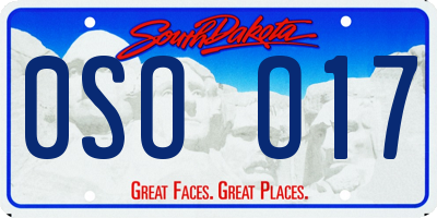 SD license plate 0SOO17