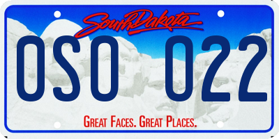 SD license plate 0SOO22