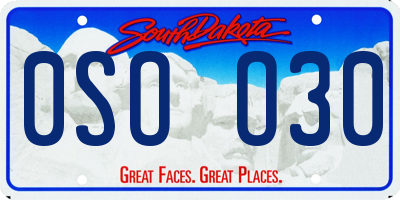 SD license plate 0SOO30