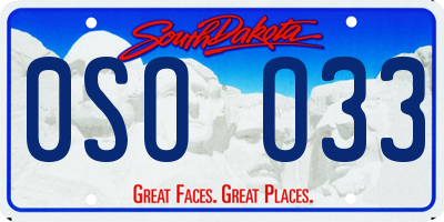 SD license plate 0SOO33