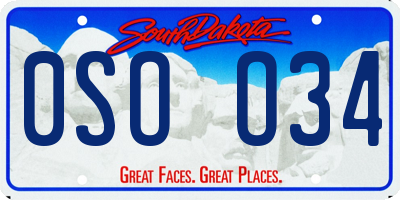 SD license plate 0SOO34