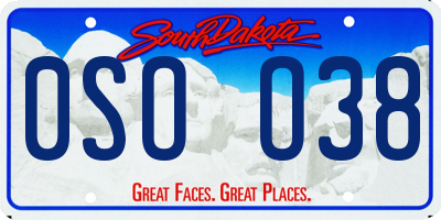 SD license plate 0SOO38