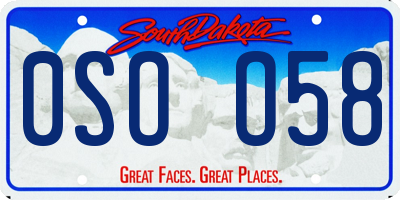 SD license plate 0SOO58