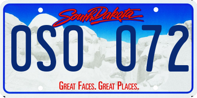 SD license plate 0SOO72
