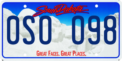 SD license plate 0SOO98