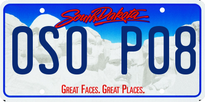 SD license plate 0SOP08