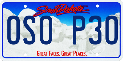 SD license plate 0SOP30
