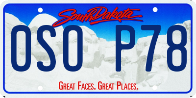 SD license plate 0SOP78