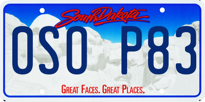 SD license plate 0SOP83