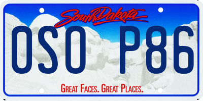 SD license plate 0SOP86