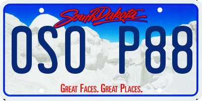 SD license plate 0SOP88