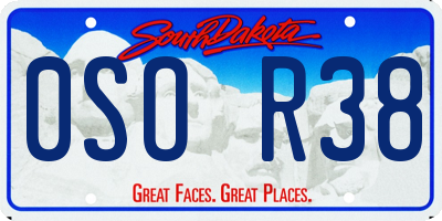 SD license plate 0SOR38