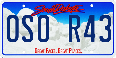 SD license plate 0SOR43