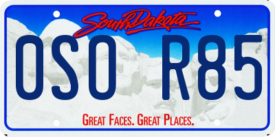 SD license plate 0SOR85
