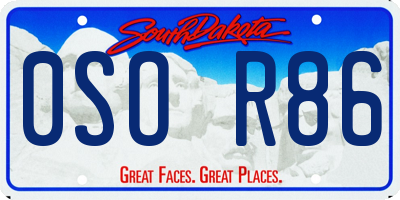 SD license plate 0SOR86