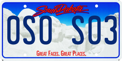 SD license plate 0SOS03