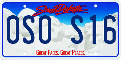 SD license plate 0SOS16