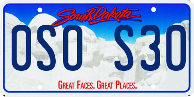 SD license plate 0SOS30