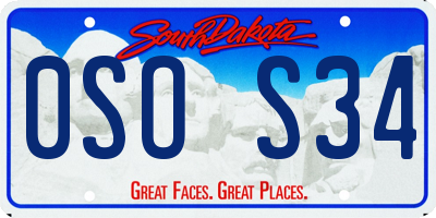 SD license plate 0SOS34