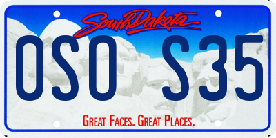 SD license plate 0SOS35